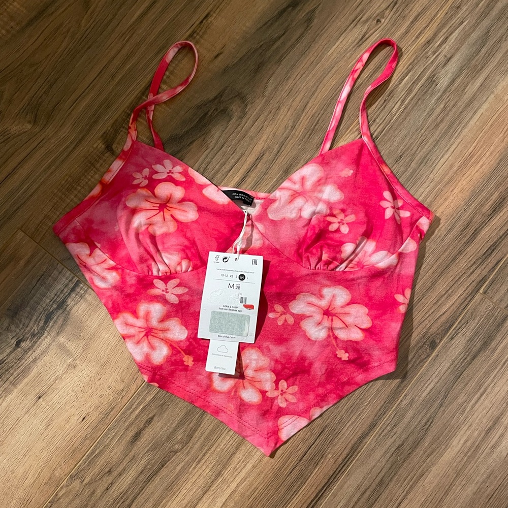 pink floral handkerchief top